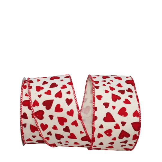 Reliant 2.5" x 10yd. Hearts Tossed Wired Ribbon